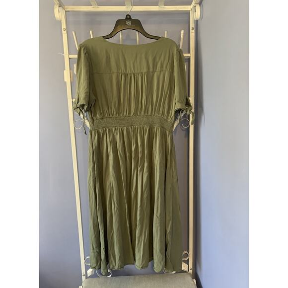 anrabess dress Olive dress fall Rayon bohemian aztec cottage core LG - Picture 3 of 5